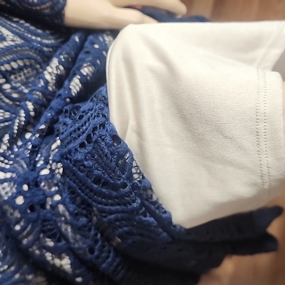 Tacera dress size large. Elegant Navy Lace Dress Lined - Picture 7 of 7